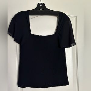 Theory Black Flutter Sleeve Top